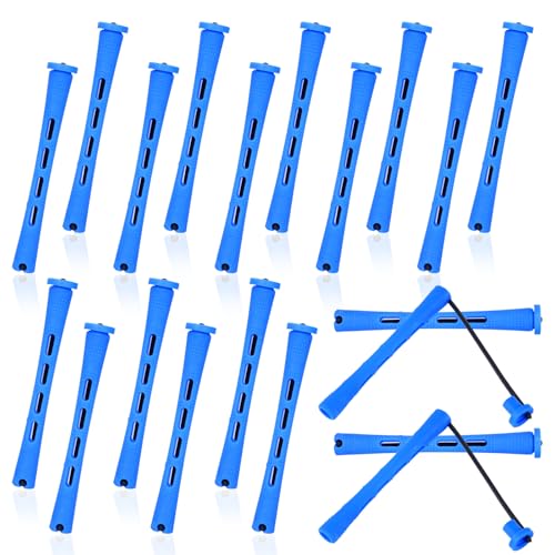 MBAIYO 20 Pcs Plastic Perm Rods 0.35 Inch Blue Hair Curling Rollers