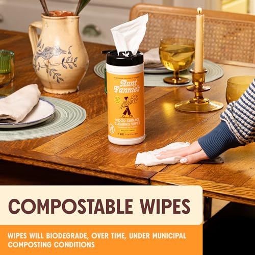 Aunt Fannie's Wood Surface Cleaning Wipes, Lemon, 35 Count