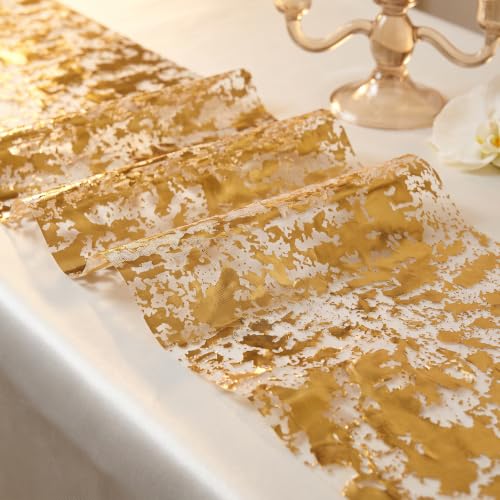 Gold 9FT Sequin Glitter Metallic Foil Table Runner - Veridra