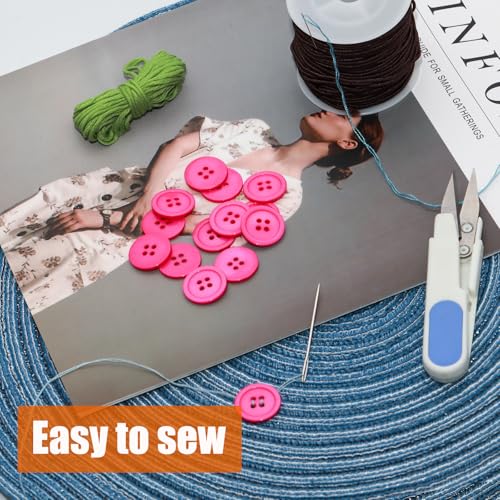 Lilaly 50 PCS 5/8" Rose Red Resin Sewing Buttons - 4 Holes