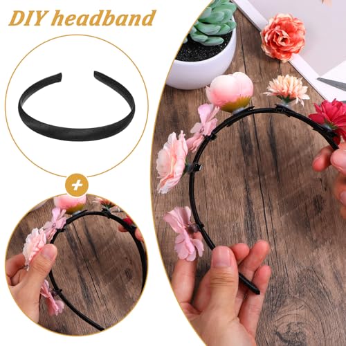 2 Pcs Soft Satin Headband Black and White Fashion Elastic Hairband