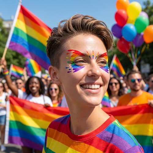 Pride Temporary Tattoos Bulk Pack - 128+ Waterproof LGBTQ Rainbow Stickers for Parades