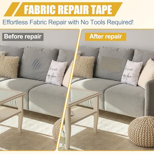 Fabric Repair Tape Self-Adhesive Linen Couch Patch Dark Grey 8.3" x 11"