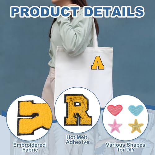 PATIKIL Iron On Chenille Letter R Patch 2.75 Inch Yellow