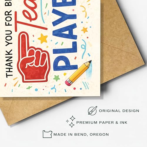 Team Player Appreciation Greeting Card with Envelope - Motivational Employee Gift
