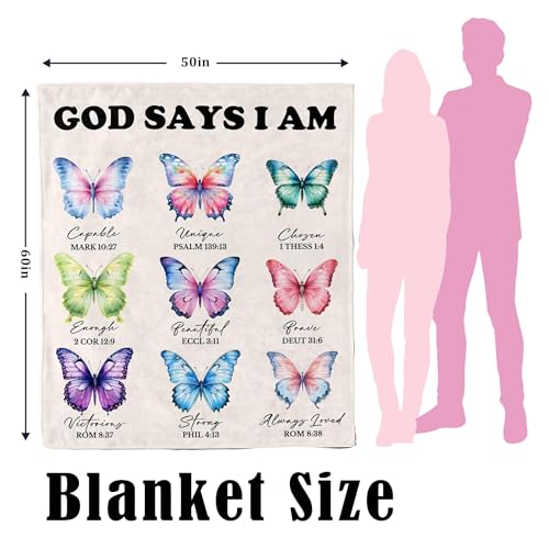 Inspirational Christian Throw Blanket for Women, Soft Fleece Bible Verse Gift