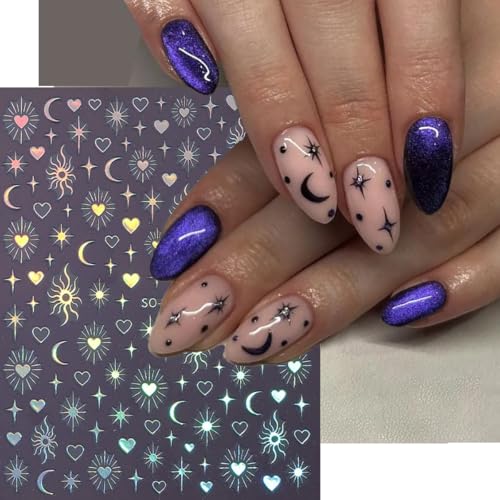 ZOAZJINAZ 3D Baroque Star Nail Stickers Self-Adhesive Nail Art Decals