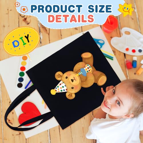Black Canvas Tote Bags - 2 Pcs, 15x16 Inch Eco-Friendly Reusable