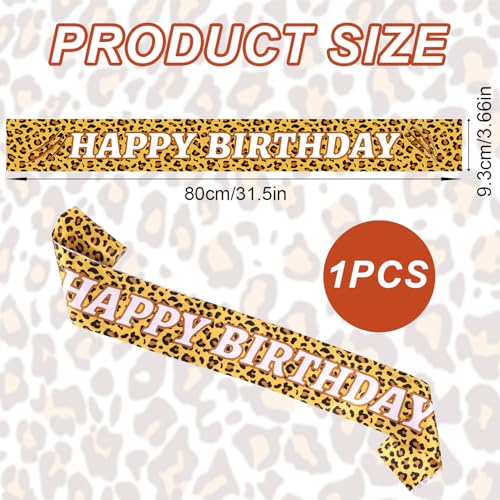 Leopard Print Happy Birthday Sash for Jungle Safari Parties