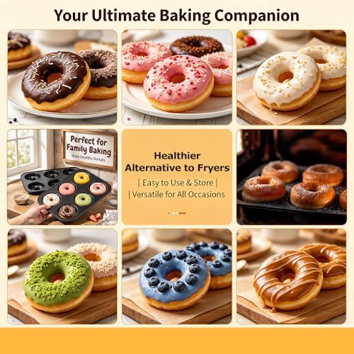 YOVLOSIN 2 Pack Nonstick Donut Baking Pans - 6 Cup, Black