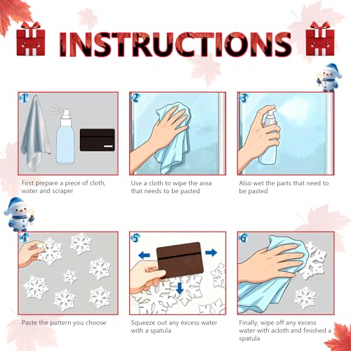 Christmas Window Clings Double Sided 3D Santa Reindeer Snowflake Vinyl Decals - Red White