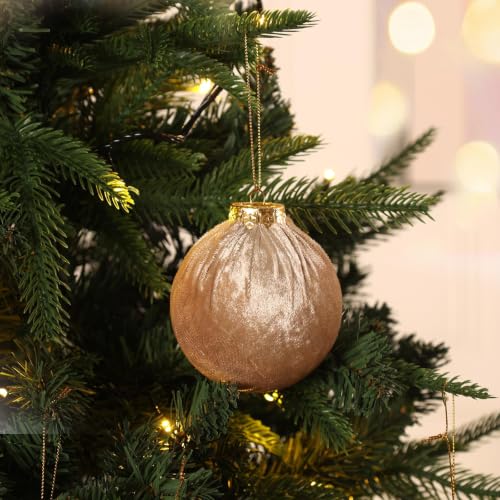 Velvet Christmas Ornaments Set - Brown Series 15 Pack 3.15 Inch Holiday Decor