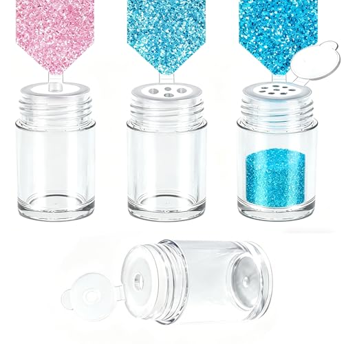 4PCS Clear Plastic Storage Jars with Flip Top Sifter Lids, 10ml