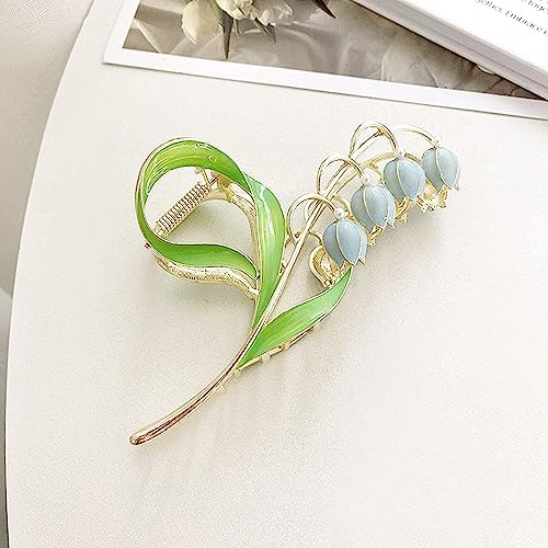 Lily of the Valley Metal Hair Claw Clips Set of 2 Floral Jaw Clamps