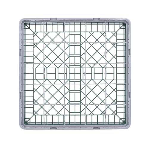 Restaurantware Clean Tek Professional 25 Compartment Glass Rack, 1 Heavy Duty Durable Tray, With 1 Full Drop Extender, Green Glass Holder For Restaurants, Bars, Pubs, Cafeterias, and Home Kitchens
