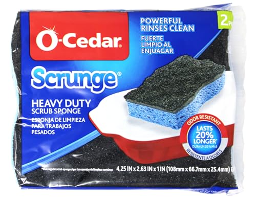 O-Cedar Heavy Duty Non-Scratch Sponge - 7.5 in. Length, 2 Pack