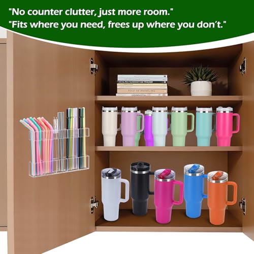 Acrylic Straw Holder for Cabinet Door - Space-Saving Organizer