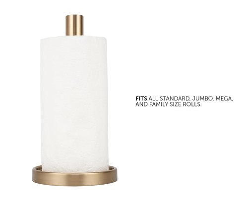 Ivilon Countertop Paper Towel Stand - Steady and Easy Tear - Fits All Paper Towel Rolls - Warm Gold