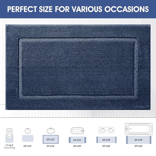 IM HOME Ultra Soft Plush Microfiber Bath Mat - 20" x 32" Navy Blue