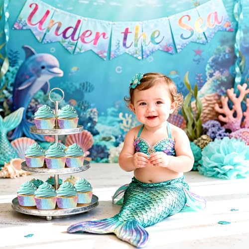 Glavatrix 100PCS Mermaid Cupcake Liners, Under The Sea Baking Cups
