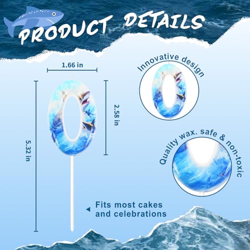 Shark Birthday Number Candle 0 - Fun Cake Topper for Parties
