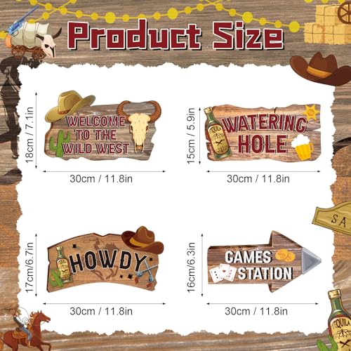 24 Pcs Western Cowboy Party Directional Signs, Retro Wild West Decor