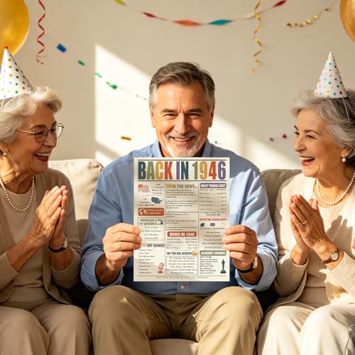 Asmallgf 80th Birthday Card for Him & Her | Vintage Keepsake with Envelope