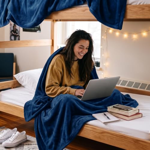 Utopia Bedding Twin XL Fleece Blanket - Navy (90x76 Inch)