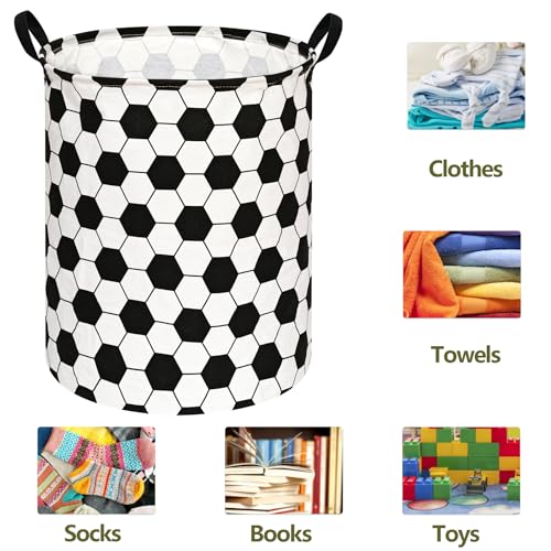 Football Round Kids Laundry Basket - 19.7" Collapsible Nursery Storage Bin