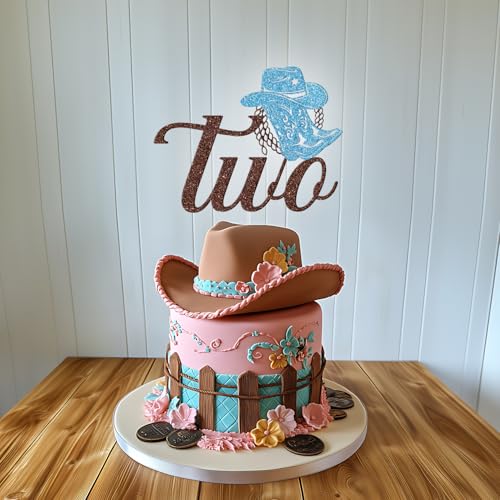 Cowboy 2nd Birthday Cake Topper - Western Theme Decoration