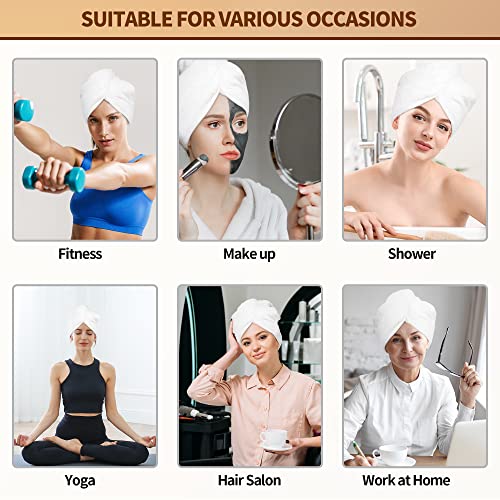 NEXCOVER Microfiber Hair Towel Wraps - 2 Pack White, 9.8" x 25.5"