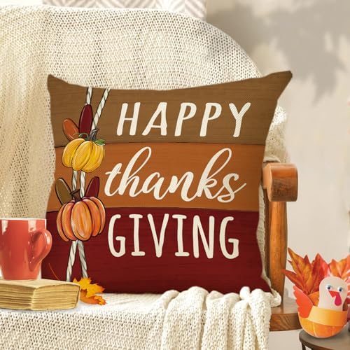 Ussap 18 x 18 Inch Thanksgiving Turkey Pillow Covers Set of 4 - Fall Decor