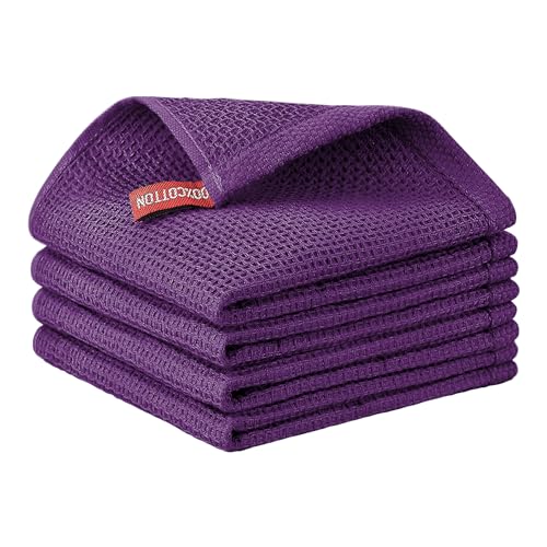 Nialnant 100% Cotton Waffle Weave Dish Cloths - 4 Pack, 12x12 Inch