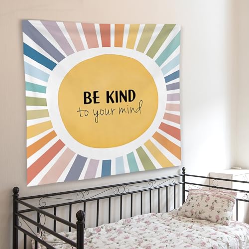 Boho Sunshine Inspirational Tapestry - Be Kind to Mind Wall Blanket (Style F)