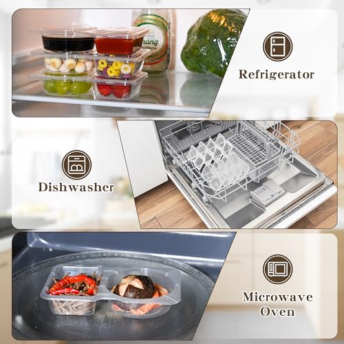 Reusable Snack Containers with Lids - 2 Compartment Portion Control Box