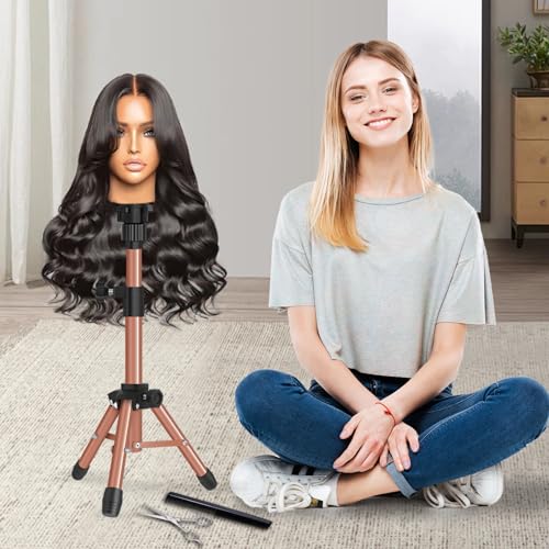 AliLeader 25 Inch Mannequin Head Tripod Stand for Wig Styling and Training