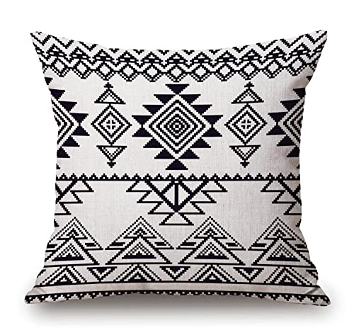 Solekla Tribal Art Throw Pillow Cover 18x18 Inch - Primitive Geometric Pattern, Double-Sided Cotton Linen Cushion Case, SL02