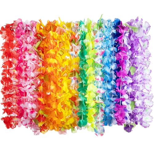 JOYIN 120 Count Hawaiian Leis - Colorful Tropical Flower Party Favors