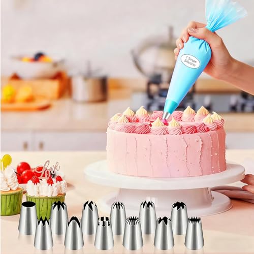 14-Piece Stainless Steel Piping Tips Set for Cake Decorating