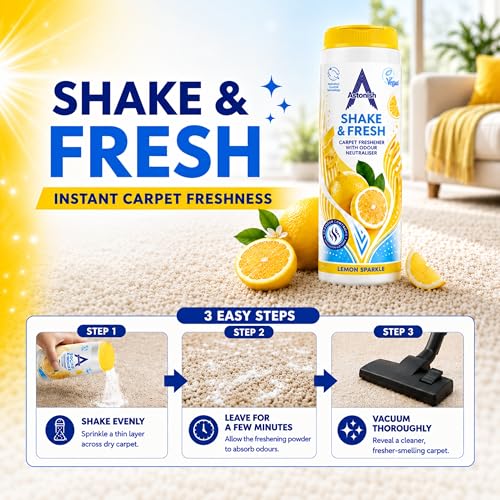 Astonish Lemon Carpet Powder Deodorizer - 12.3 oz Odor Eliminator