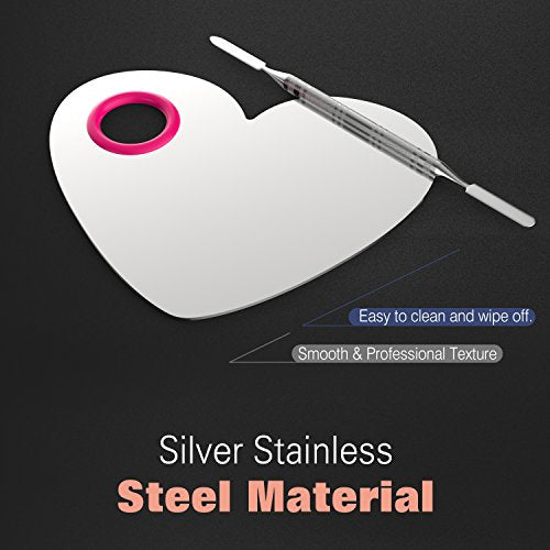 Luxspire Stainless Steel Makeup Mixing Palette with Spatula for Foundation and Cosmetics