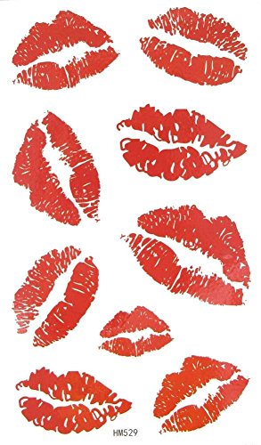 Watermelon Red Lip Print Temporary Waterproof Tattoo Sticker 2 Pcs