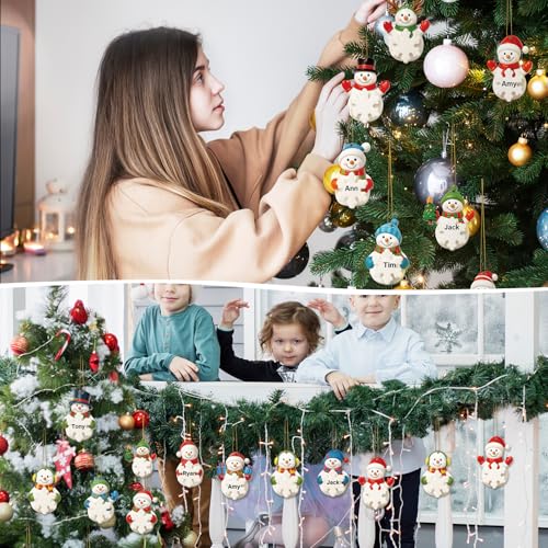 Christmas Write-A-Name Snowman Ornaments Set - Holiday Tree Decorations, 32 pcs
