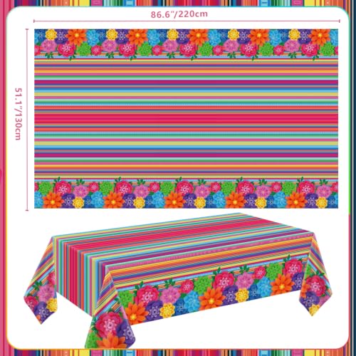 Mexican Fiesta Tablecloths 3 Pack Waterproof Striped Table Cover 51x86