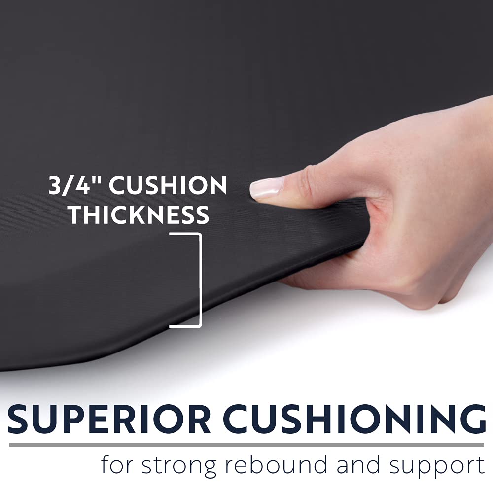 KANGAROO Anti Fatigue Mats for Kitchen Floor, 58x20, Reduce Foot, Knee, Back Pressure, 3/4 Inch Thick Cushioned Ergonomic Mat, Waterproof Comfort Rug for Under Sink, Standing Desk, Store Floors, Black