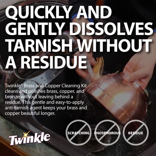 Twinkle Brass & Copper Cleaning Kit 4 Oz - Anti-Tarnish, Non-Scratch, Long-Lasting Shine