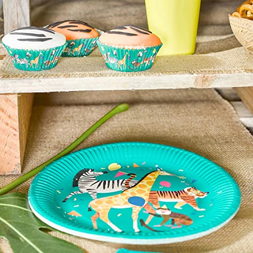 Safari Animal Themed Paper Plates - 8 Pack, 9-Inch Eco-Friendly