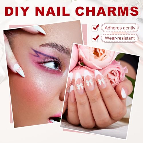 YELARXI Yellow 3D Nail Bows & Flower Acrylic Resin Charms 100 Pcs
