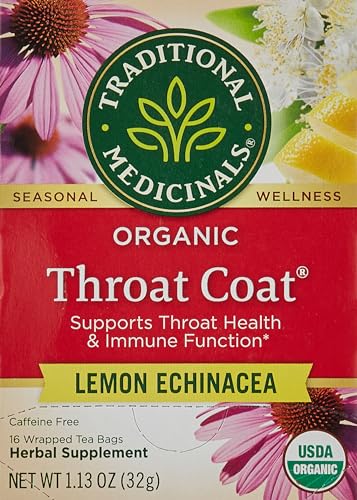 Traditional Medicinals Organic Lemon Echinacea Throat Coat Tea, 32 Count