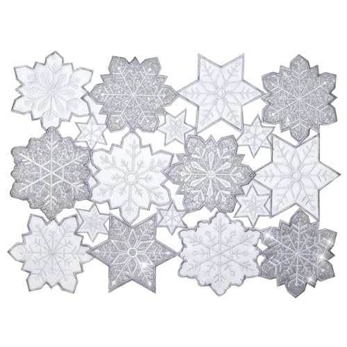 Snowflake Christmas Table Runner 13x70in Silver Embroidered Holiday Decor
